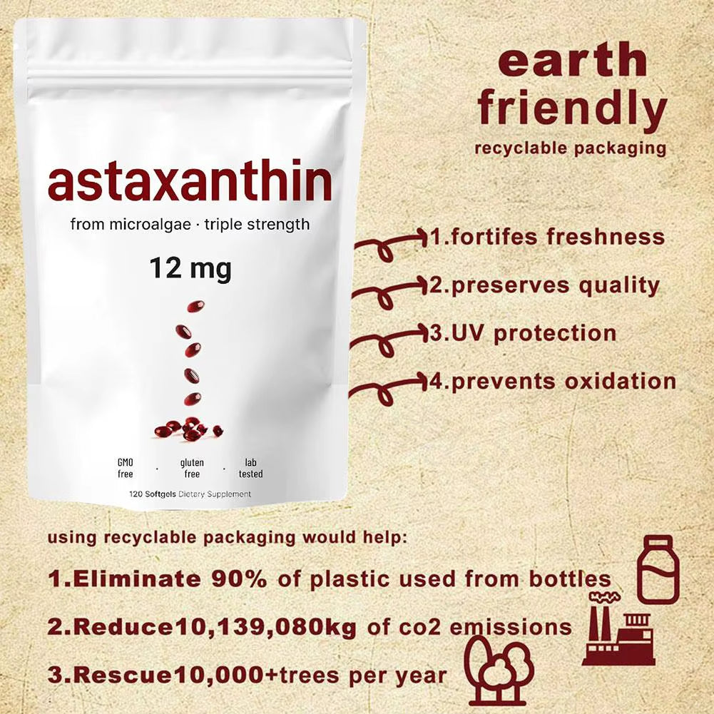 120 Capsules of Astaxanthin Soft Capsules with Strong Antioxidant Dietary Supplements to Enhance Immunity and Physical Fitness