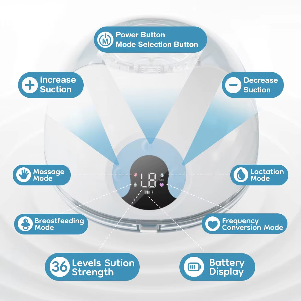 MAMIJOY Wearable Breast Pump Electric Breast Pumps Comfort Milk Collector Lightweight with LED Display 4 Modes & 36 Levels EB46