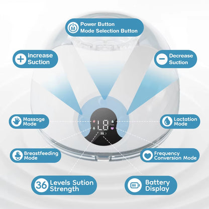 MAMIJOY Wearable Breast Pump Electric Breast Pumps Comfort Milk Collector Lightweight with LED Display 4 Modes & 36 Levels EB46